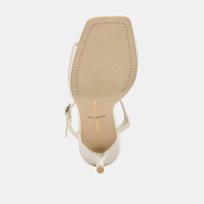 HILERY HEELS OFF WHITE SATIN