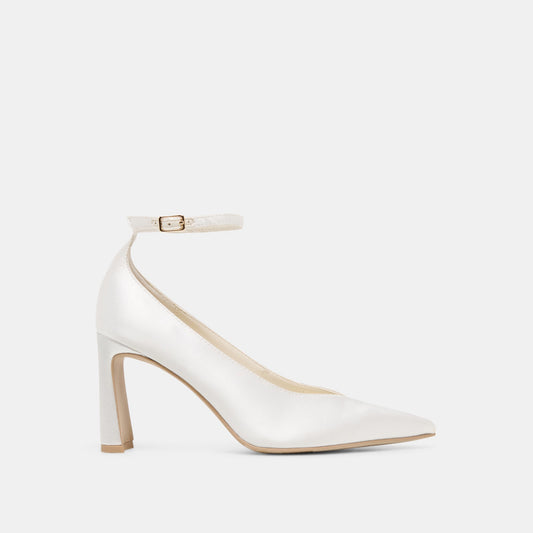 KARSIN True White Satin Bridal Closed-Toe Heels | Dolce Vita