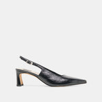 KOKO Black Leather Slingback Closed-Toe Mid Heels | Dolce Vita