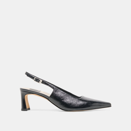 KOKO Black Leather Slingback Closed-Toe Mid Heels | Dolce Vita