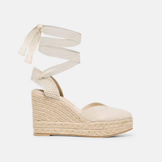 Noura Ecru Linen Wedges | Dolce Vita