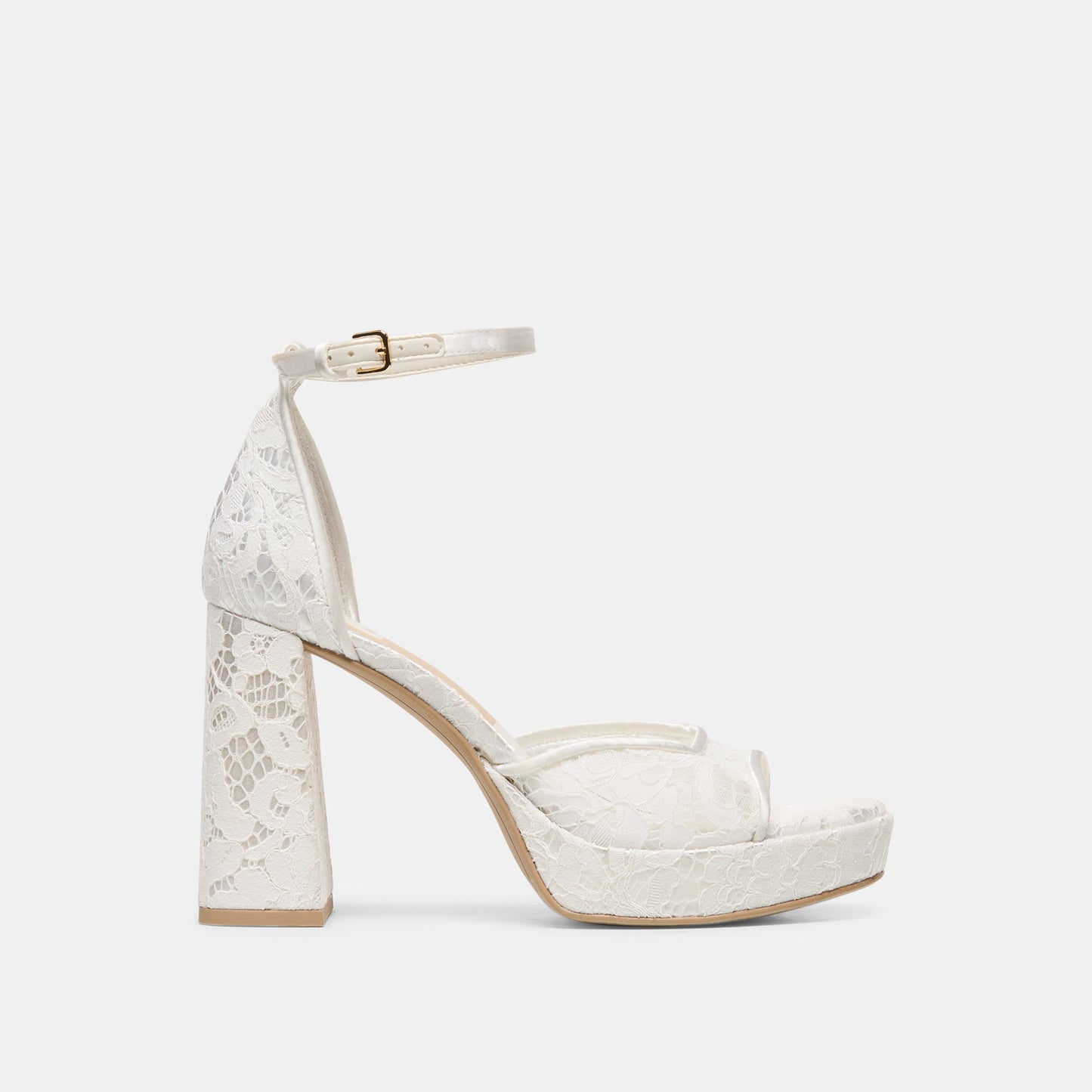 PANDRO True White Lace Platform Open-Toe Bridal Heels | Dolce Vita
