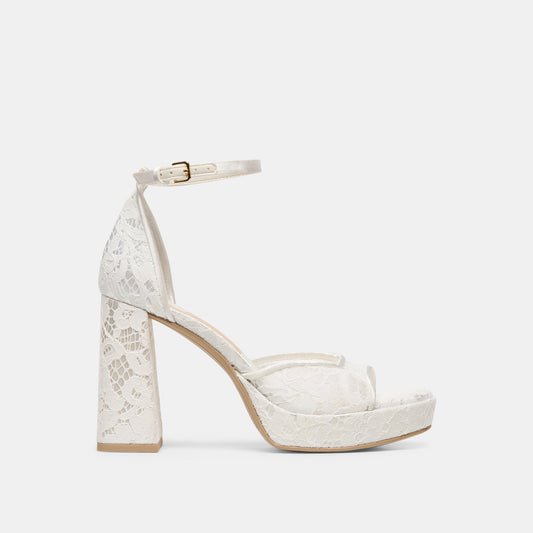 PANDRO True White Lace Platform Open-Toe Bridal Heels | Dolce Vita