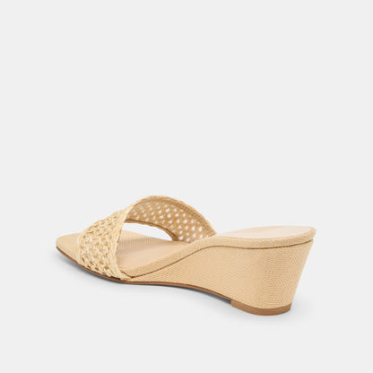 QAILY WIDE WEDGES LT NATURAL RAFFIA