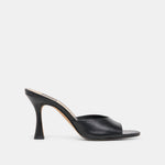 ROSHA Black Leather Open-Toe Mule Heels | Dolce Vita