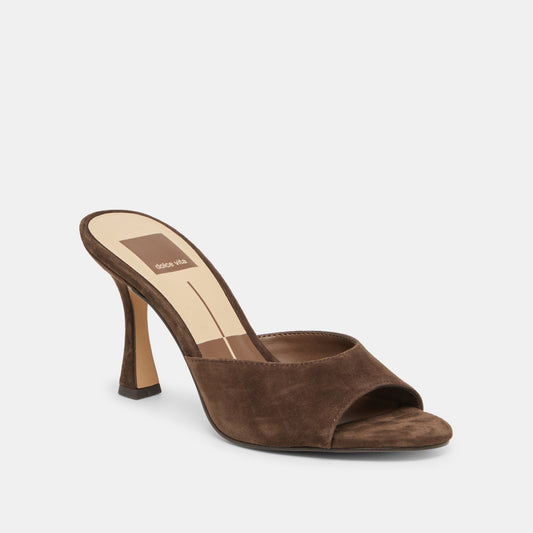 ROSHA HEELS DK BROWN SUEDE