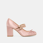 TIARAH Lt Blush Satin Ballet Block Heels | Dolce Vita