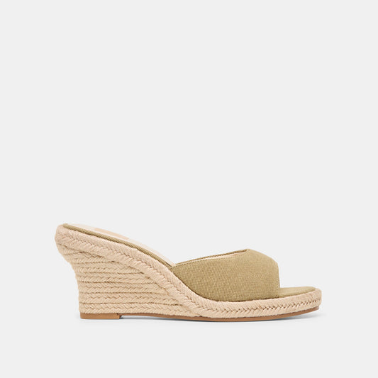 Vaya Khaki Linen Wedges | Dolce Vita