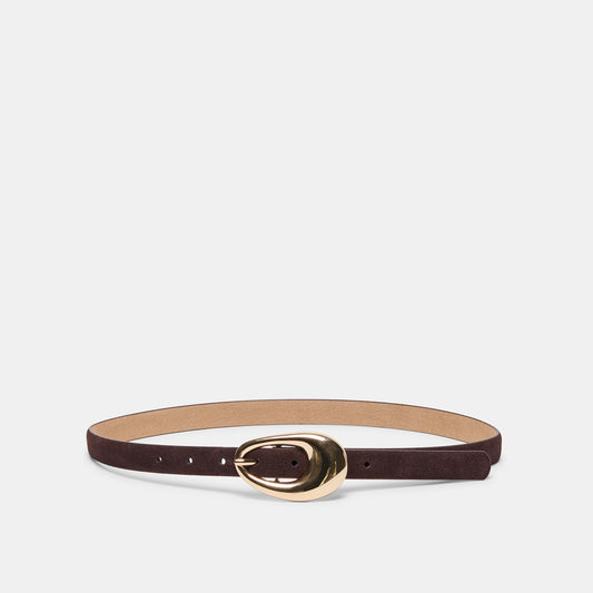 Organic Oval Mahogany Gold Buckle Belt | Dolce Vita