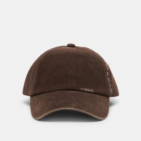 Distressed Dark Brown Baseball Cap with Embroidery | Dolce Vita