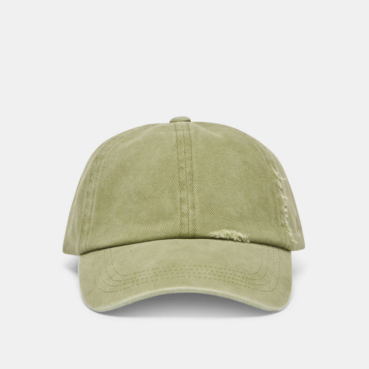 Distressed Olive Baseball Cap with Embroidery | Dolce Vita