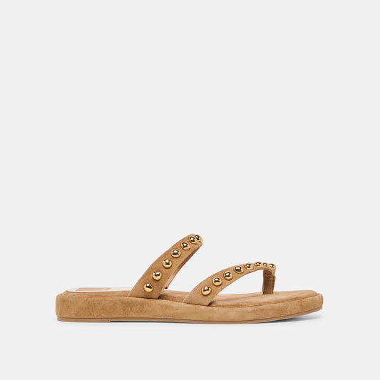 Amary Stud Lt Brown Suede Sandals | Dolce Vita