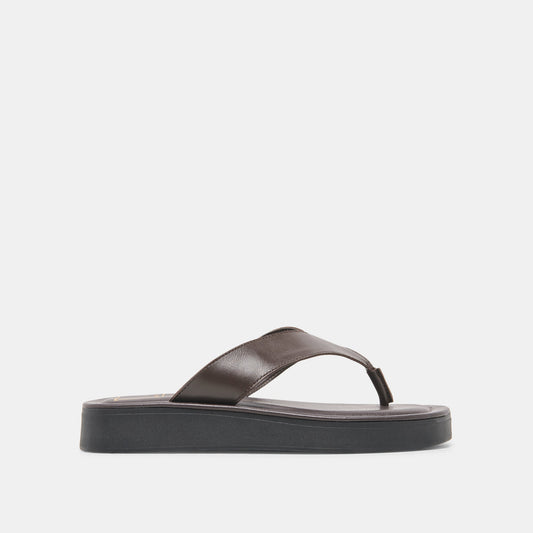 BLAYZE Dk Chocolate Leather Platform Flip-Flop Sandals | Dolce Vita
