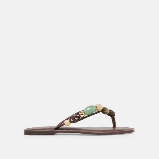 Cely Dk Brown Leather Sandals | Dolce Vita