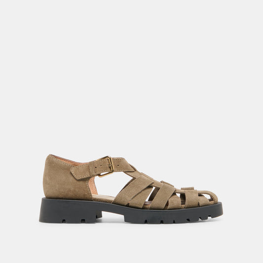 ELSAH Olive Suede Fisherman Closed-Toe Flats | Dolce Vita