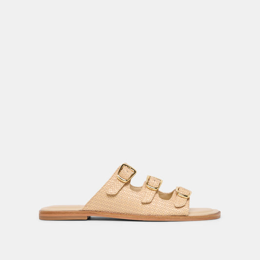 FIN Sand Raffia Open-Toe Slide Sandals | Dolce Vita