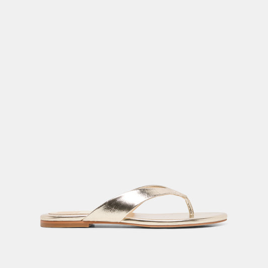 LINNET Lt Gold Leather Flip-Flop Thong Sandals | Dolce Vita