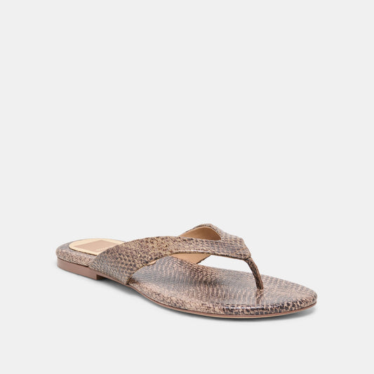 LINNET SANDALS SNAKE TAN EMBOSSED LEATHER
