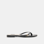 MALTA Black Leather Buckle Flip-Flop Sandals | Dolce Vita
