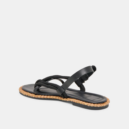 REED SANDALS BLACK LEATHER