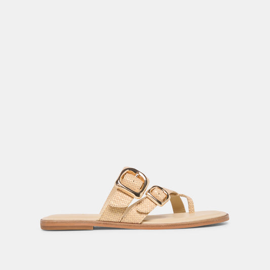 SHORE Sand Raffia Flip-Flop Buckled Sandals | Dolce Vita