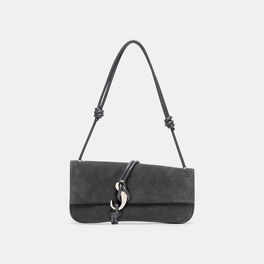 ALICE Gunmetal Suede Adjustable Shoulder Bag | Dolce Vita