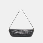 Savaii Black Woven Leather Shoulder Bag | Dolce Vita