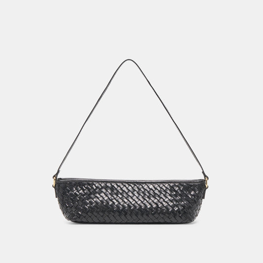 Savaii Black Woven Leather Shoulder Bag | Dolce Vita