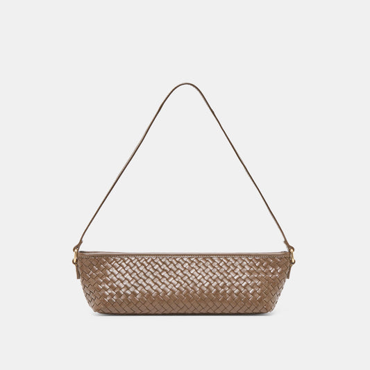 Savaii Brown Woven Leather Shoulder Bag | Dolce Vita