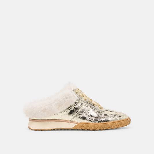 Izzey Plush Platinum Leather Sneakers | Dolce Vita