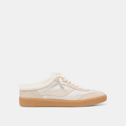 Notice Slide Plush Off White Crackled Leather Sneakers | Dolce Vita