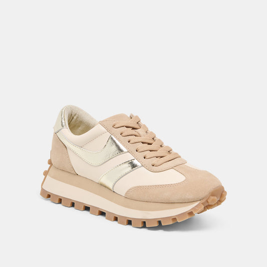 TRESA SNEAKERS WHITE GOLD SUEDE