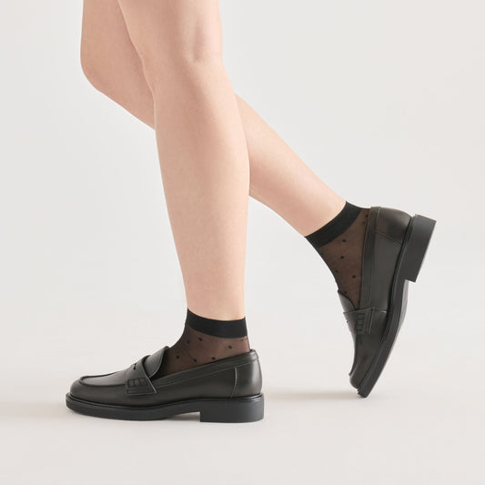 3 PACK DITSY DOT SHEER ANKLET SOCKS BLACK