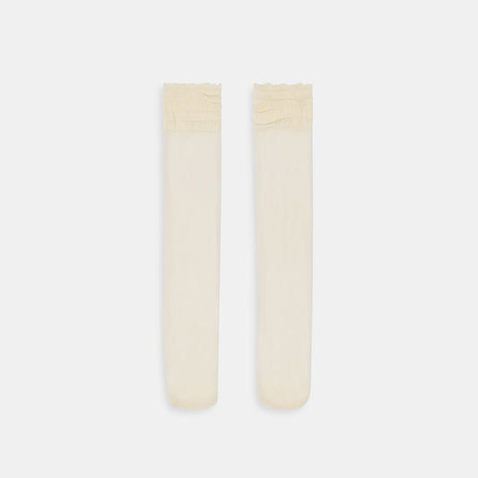Ruffle Ivory Sheer Knee High Socks | Dolce Vita
