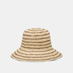 Striped Brown Natural Straw Cloche | Dolce Vita