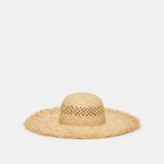 Open Weave Tan Sunhat with Frayed Edge | Dolce Vita