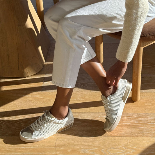 ZINA SNEAKERS BONE GOLD WOVEN